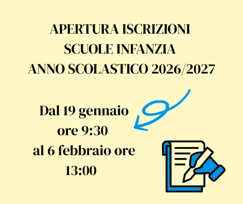 Promemoria apertura iscrizioni Scuole Infanzia 2026/2027